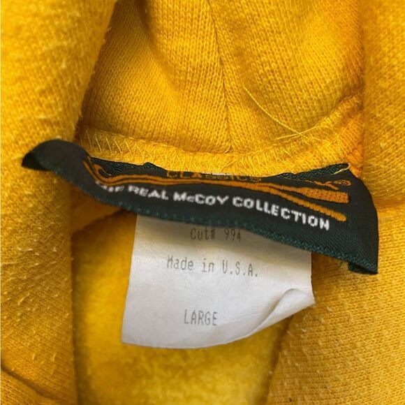 VINTAGE Cutty Sark Scots Whisky Pullover Hoodie Men Large Yellow USA 90s - Picture 6 of 7